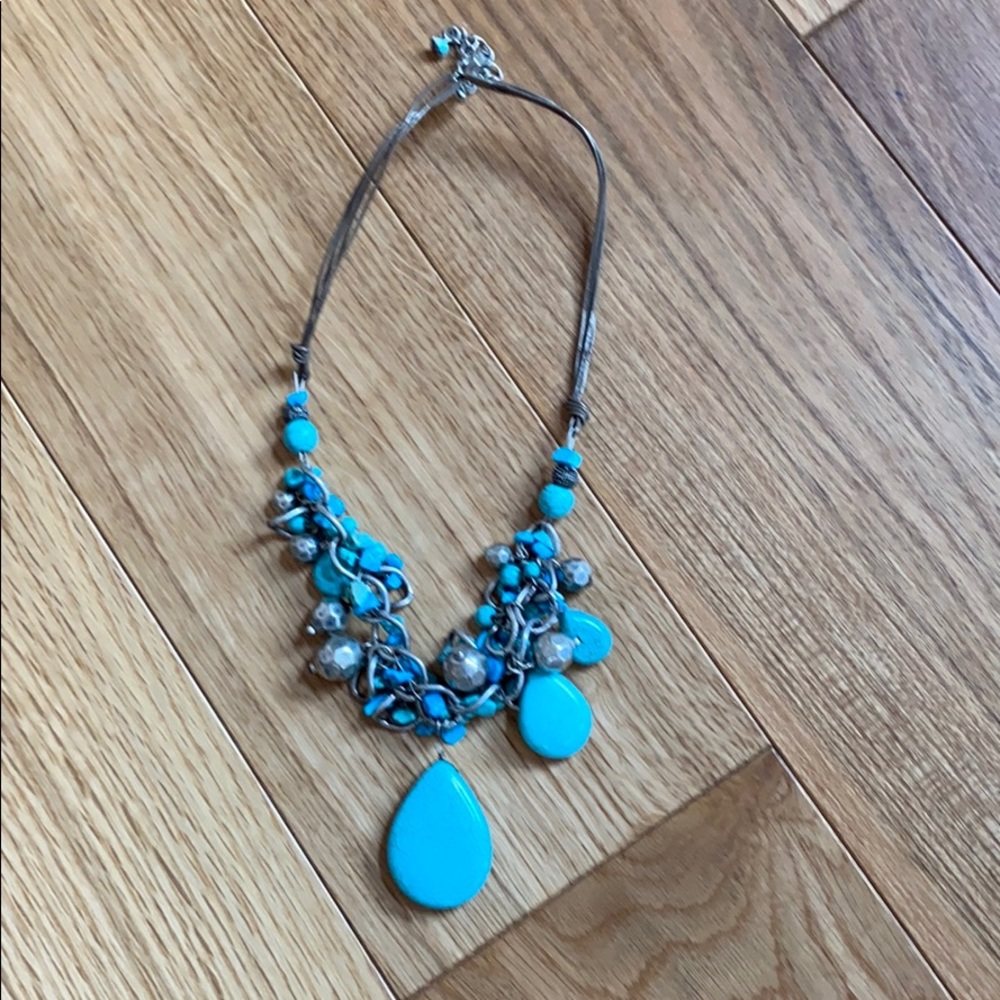 Turquoise colored stone necklace